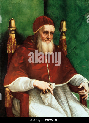 Julius II (geb. Giuliano Della Rovere - 1443-1513) Papst von 1503. Als der Krieger Papst bekannt. 1511-1512: Raffaello Santi Raphael (1483-1520), italienischer Maler. Öl auf Holz. Stockfoto