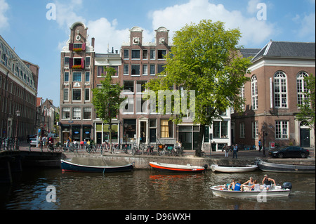 Häuser, Kanal, Kloveniersburgwal, Amsterdam, Niederlande, Europa, Haeuser, Gracht Kloveniersburgwal, Amsterdam, Niederlande, Eu Stockfoto