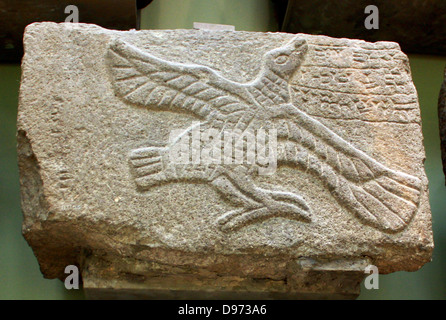 Reliefs aus sagen Halaf. Die Keilschrift Inschrift gesehen auf den Reliefs Records "Palast des Kapara, Sohn des Hadianu". Stockfoto