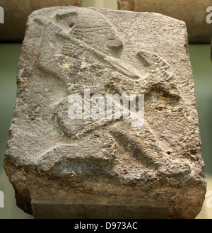 Reliefs aus sagen Halaf. Die Keilschrift Inschrift gesehen auf den Reliefs Records "Palast des Kapara, Sohn des Hadianu". Stockfoto