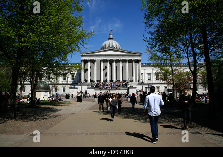 Hauptgebäude und Quad vom University College London auf Gower Street, Bloomsbury, London, UK Stockfoto