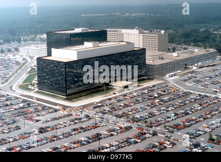Luftaufnahme des Hauptsitzes der National Security Agency oder NSA in Fort Meade, Maryland. Stockfoto