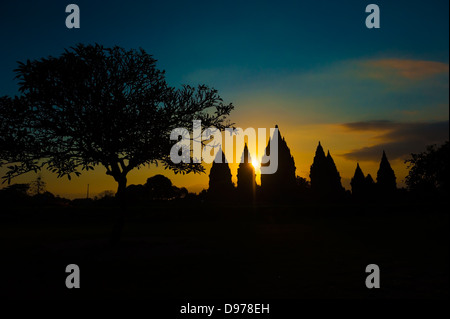 Prambanan-Tempel bei Sonnenuntergang, Java, Indonesien Stockfoto