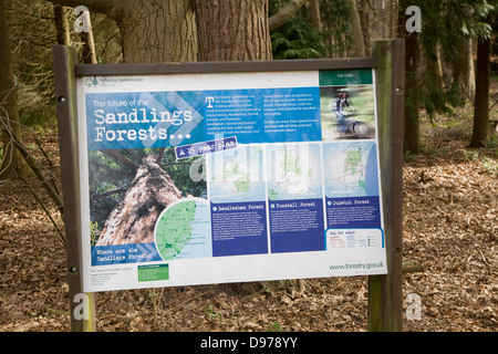 Forstwirtschaft-Kommission Öffentlichkeitsarbeit Board Suffolk Sandlings, England Stockfoto