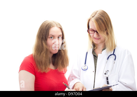 Ärztin mit jungen Patientin Stockfoto