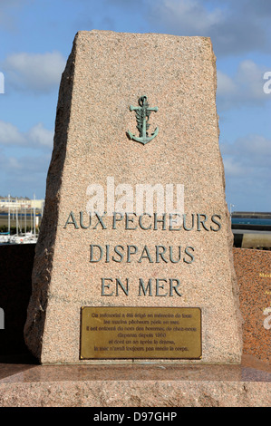 Denkmal für die Fischer auf See verloren, Cherbourg, Hafen, Marina, Manche, Region Basse-Normandie, Cotentin, Frankreich Stockfoto