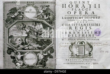 Quintus Cocles Flaccus (65-8 v. Chr.). Als Horace bekannt. Römische Lyriker. Oper. Hg. Venedig, 1727. Stockfoto