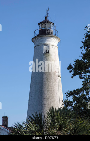 Spitze des Leuchtturms Saint Marks in der St. Marks National Wildlife Refuge an der Golfküste von Florida Panhandle. Stockfoto