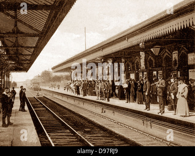 Urmston Bahnhof 1900 Stockfoto