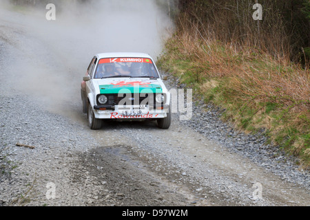 Ein Rallye-Auto auf den Ebenen Rallye 2013 (Gartheiniog Stadium). Stockfoto