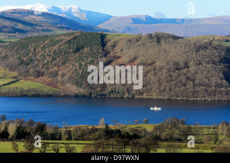 Ullswater Dampfer Richtung Pooley Bridge im englischen Lake District National Park Cumbria Reisen Stockfoto