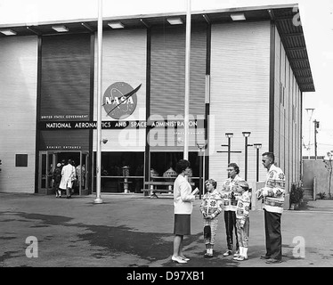 NASA Space zeigen außen, NASA erste große Versuch, die Geschichte von der U.S. Space Programm grafisch Jahrhundert 21 Ausstellung, Seattle, Washington Stockfoto