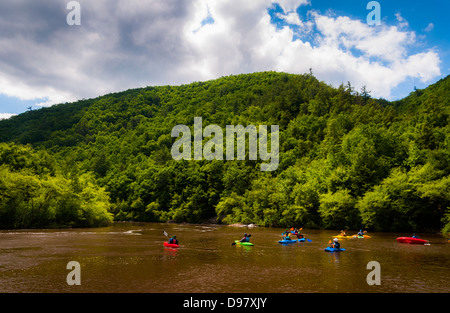 Kajakfahrer in der Lehigh River, befindet sich in der Pocono Mountains in Pennsylvania. Stockfoto