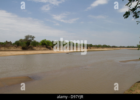 Blick auf den Luangwa Fluss Stockfoto