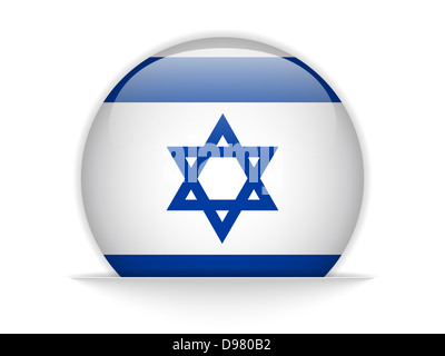 Vektor - Israel Flagge glänzend Knopf Stockfoto