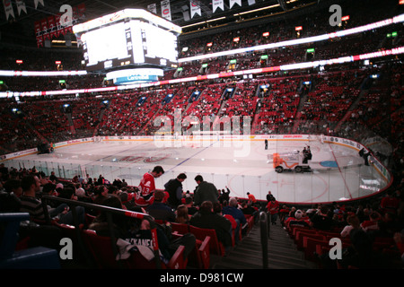 Pause bei einem Montreal Canadiens Hockey-Spiel im Bell Centre. Stockfoto