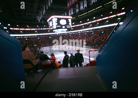 Pause bei einem Montreal Canadiens Hockey-Spiel im Bell Centre. Stockfoto