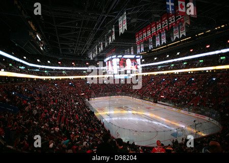 Pause bei einem Montreal Canadiens Hockey-Spiel im Bell Centre. Stockfoto