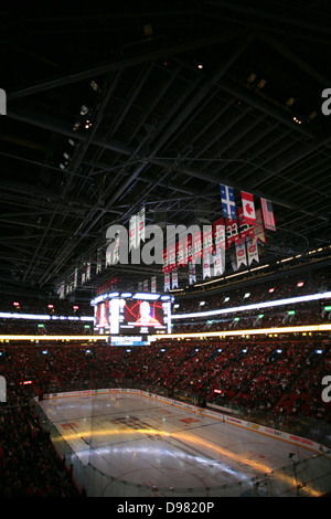 Pause bei einem Montreal Canadiens Hockey-Spiel im Bell Centre. Stockfoto