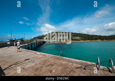 Die Pier in Lorne Loutit Bay die Great Ocean Road Victoria Australia Stockfoto