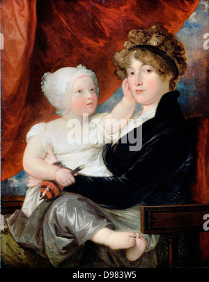 Benjamin West, Frau Benjamin West II mit ihrem Sohn Benjamin West III 1805 Öl auf Leinwand. Dulwich Picture Gallery, London. Stockfoto