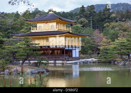 Kinkaku-Ji-Tempel (dem Goldenen Pavillon) mit unteren Teich und Garten in der Sommersaison in Kyoto, Japan, 2012 Stockfoto