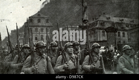 Französische Armee besetzt das Ruhrgebiet in Deutschland 1923. Stockfoto