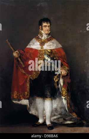 Fernando VII (1784-1833) König von Spanien 1808 und 1813-1833. Portrait von Francisco Goya, Spanische Maler und Graphiker Öl auf Leinwand, 1814. Stockfoto