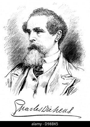 Charles Dickens (1812-70), englischer Schriftsteller und Journalist. Gravur. Stockfoto