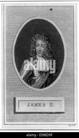 James II. (1633-1701) König von Großbritannien und Irland 1685-1688. Sohn von Charles I und Bruder von Charles II, der Vater von Maria II. und Königin Anne. Gravur. Stockfoto