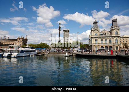 Barcelona port Vell alte Hafen am Wasser, darunter alte Zollhaus Katalonien Spanien Stockfoto