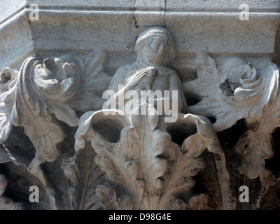 (Detail) architektonische Besonderheit aus dem Dogenpalast in Venedig, Italien. Der Palast war die Residenz des Dogen von Venedig, der Stockfoto