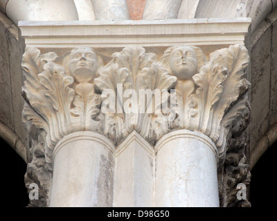 (Detail) architektonische Besonderheit aus dem Dogenpalast in Venedig, Italien. Der Palast war die Residenz des Dogen von Venedig, der Stockfoto