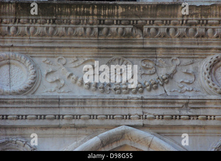 (Detail) architektonische Besonderheit aus dem Dogenpalast in Venedig, Italien. Der Palast war die Residenz des Dogen von Venedig, der Stockfoto