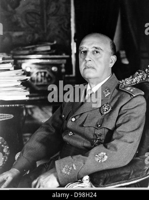 Francisco Franco (4. Dezember 1892. - 20. November 1975), spanischer Diktator, Militär und Staatschef von Spanien von Oktober 1936 (ganze Nation von 1939), und die de facto Regent der nominell wiederhergestellt, Königreich Spanien von 1947 bis zu seinem Tod im November 1975 Stockfoto