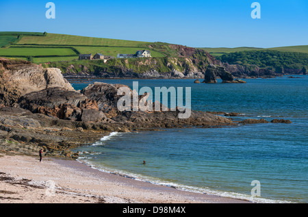 Thurlestone, Devon, England. 3. Juni 2013. Blick auf die Thurlestone Felsen, Strände und Süden Milton Sands. Stockfoto