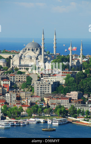 ISTANBUL, TÜRKEI. Die Süleymaniye-Moschee, entworfen von dem Architekten Mimar Sinan für Sultan Süleyman ich ("The Magnificent"). Stockfoto