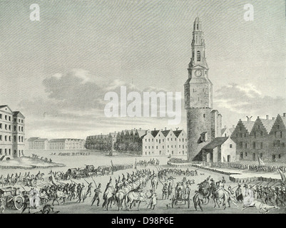 Französisch allgemein Pichegru trat Amsterdam am 20. Januar 1795, und bald die gesamten Niederlande besetzt. Stockfoto