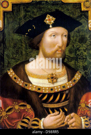 Heinrich VIII. als junger Mann (von Holbein). Henry VIII (28. Juni 1491 - 28. Januar 1547), war König von England ab 21. April 1509 bis zu seinem Tod. Er war Herr von Irland (später König von Irland) und Antragsteller dem Königreich Frankreich. Henry war der zweite Monarch aus dem Haus Tudor, erfolgreich sein Vater, Henry VII. Stockfoto