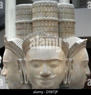 10. Jahrhundert Skulptur des Hindu Gott Brahma.  Sandstein aus Kambodscha, Wat Baset (Tempel) Stockfoto