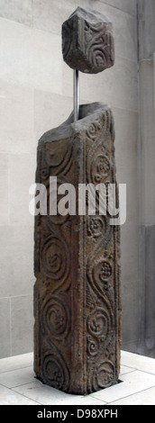 Die angelsächsischen Sandstein Welle vom Kreuz. Von Lowther, Cumbria, England, angeblich vom Kirchplatz. Späten 8. bis frühen 9. Jahrhundert AD. Stockfoto