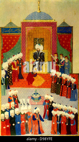 Mehmet II (März 30, 1432 - Mai 3, 1481) (auch als "El-F bekannt? ti? "Der Eroberer" Sultan des Osmanischen Reiches (Rûm, bis die Eroberung) für eine kurze Zeit von 1444 bis September 1446 und von Februar 1451 bis 1481. Englisch: Beitritt von Mehmet II in Edirne 1451. Stockfoto
