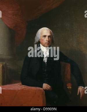 Porträt des Präsidenten der Vereinigten Staaten, James Madison. Öl auf Leinwand von Gilbert Stuart (1755 - 1828), der zusätzliche Kopien nach Abschluss der Arbeiten. Datum C. 1805 - 07. Stockfoto