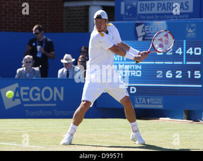 London, UK. 14. Juni 2013. Lleyton Hewitt (AUS) während des Viertelfinales Aegon Championships vom Queens Club in West Kensington. Bildnachweis: Action Plus Sport Bilder/Alamy Live News Stockfoto