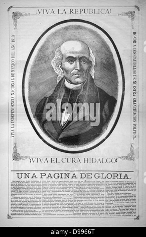 Viva la República! Viva el Cura Hidalgo! Una Página de Gloria (Lange die Republik live! Es lebe der Vater Hidalgo! Eine Seite der Herrlichkeit) Miguel Hidalgo y Costilla (8. Mai 1753 - vom 30. Juli 1811) oder Miguel Hidalgo war ein Priester und der Führer der Mexikanischen Krieg für die Unabhängigkeit. Stockfoto