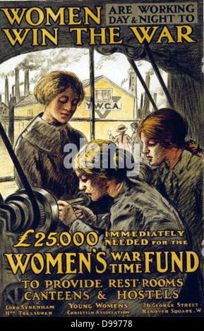 Weltkrieg ein Plakat zeigen Frauen bei der Arbeit. Dies war ein Propagandaplakat in England während des ersten Weltkrieges. datiert von 1915-17 Stockfoto