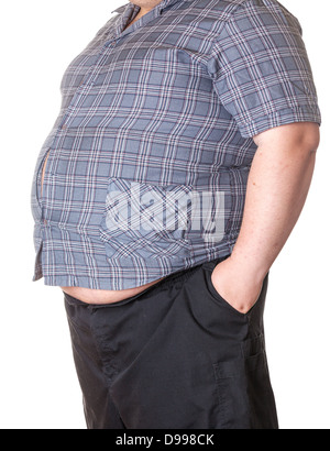 Dicker Mann mit einem dicken Bauch, close-up Teil des Körpers Stockfoto