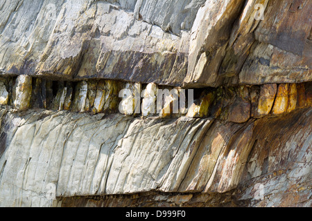 Quarz Vene in Schiefer, in der Nähe von Fowey, Cornwall, Uk Stockfoto