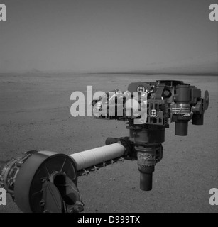 Dieses voller Auflösung Bild von der NASA Neugier zeigt den Turm des Tools am Ende der Rover erweiterte Roboterarm. Stockfoto