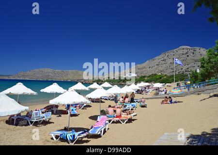 Hauptstrand, Pefkos, Rhodos (Rodos), die Dodekanes, Süd Ägäis, Griechenland Stockfoto